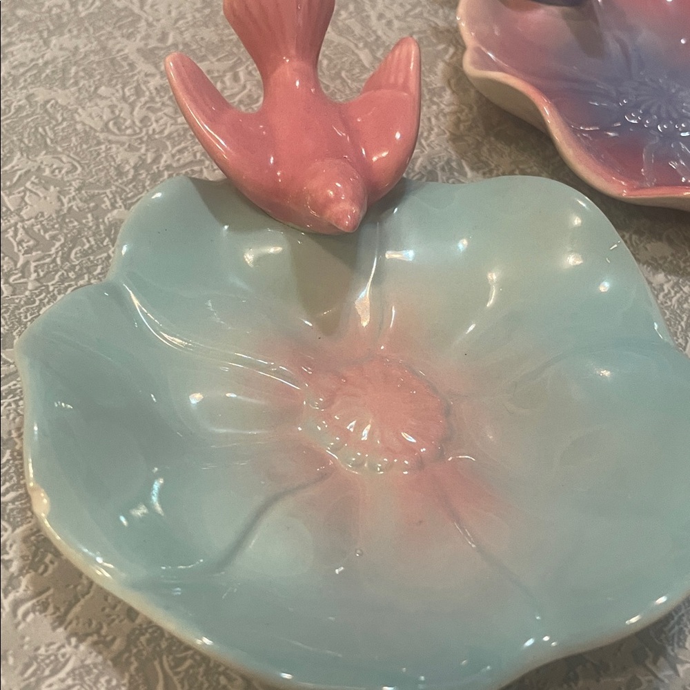 Small antique Royal Copley bird dishes with a bird bowl. - Picture 11 of 12